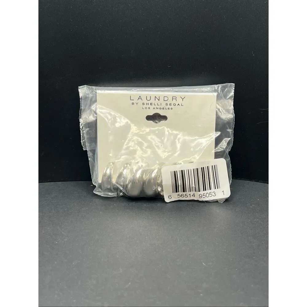 Laundry by Shelli Segal Silver Chunky Hoop Earrings Multi Pack Set of 3